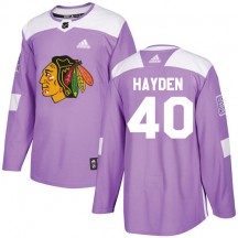 Youth Adidas Chicago Blackhawks John Hayden Purple Fights Cancer Practice Jersey - Authentic