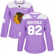 Women's Adidas Chicago Blackhawks Jordan Oesterle Purple Fights Cancer Practice Jersey - Authentic