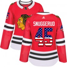 Women's Adidas Chicago Blackhawks Luc Snuggerud Red USA Flag Fashion Jersey - Authentic