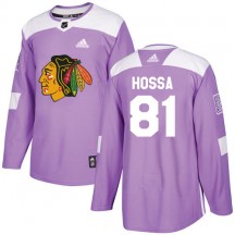 Youth Adidas Chicago Blackhawks Marian Hossa Purple Fights Cancer Practice Jersey - Authentic