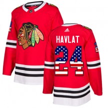 Men's Adidas Chicago Blackhawks Martin Havlat Red USA Flag Fashion Jersey - Authentic