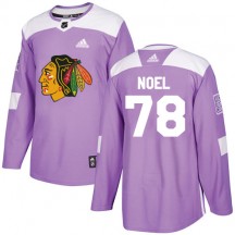 Youth Adidas Chicago Blackhawks Nathan Noel Purple Fights Cancer Practice Jersey - Authentic