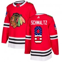 Men's Adidas Chicago Blackhawks Nick Schmaltz Red USA Flag Fashion Jersey - Authentic