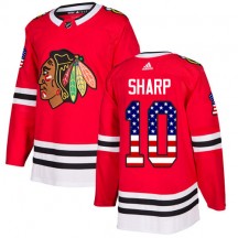 Men's Adidas Chicago Blackhawks Patrick Sharp Red USA Flag Fashion Jersey - Authentic