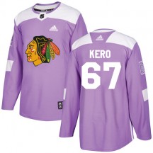 Youth Adidas Chicago Blackhawks Tanner Kero Purple Fights Cancer Practice Jersey - Authentic