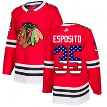 Men's Adidas Chicago Blackhawks Tony Esposito Red USA Flag Fashion Jersey - Authentic