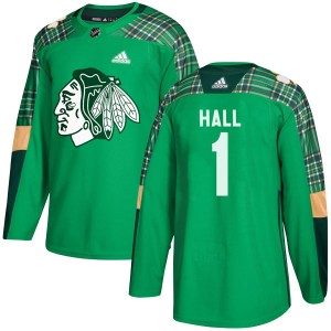 Youth Adidas Chicago Blackhawks Glenn Hall Green St. Patrick's Day Practice Jersey - Authentic