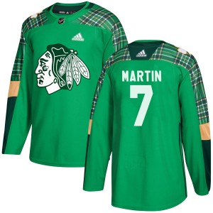 Youth Adidas Chicago Blackhawks Pit Martin Green St. Patrick's Day Practice Jersey - Authentic