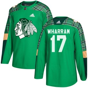 Youth Adidas Chicago Blackhawks Kenny Wharram Green St. Patrick's Day Practice Jersey - Authentic