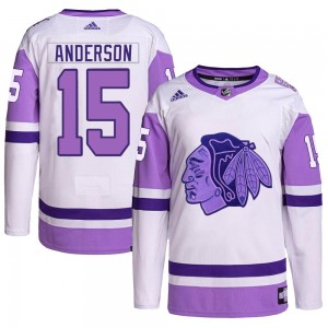 Youth Adidas Chicago Blackhawks Joey Anderson White/Purple Hockey Fights Cancer Primegreen Jersey - Authentic