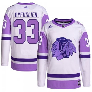 Youth Adidas Chicago Blackhawks Dustin Byfuglien White/Purple Hockey Fights Cancer Primegreen Jersey - Authentic