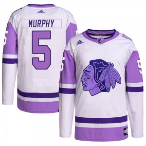 Youth Adidas Chicago Blackhawks Connor Murphy White/Purple Hockey Fights Cancer Primegreen Jersey - Authentic