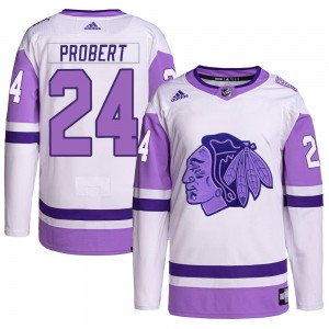 Youth Adidas Chicago Blackhawks Bob Probert White/Purple Hockey Fights Cancer Primegreen Jersey - Authentic
