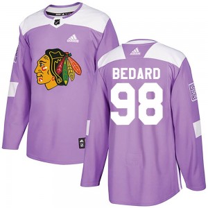 Youth Adidas Chicago Blackhawks Connor Bedard Purple Fights Cancer Practice Jersey - Authentic