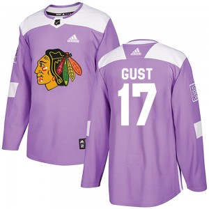 Youth Adidas Chicago Blackhawks Dave Gust Purple Fights Cancer Practice Jersey - Authentic