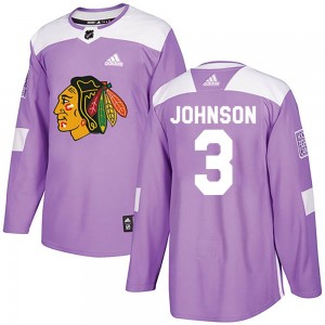 Youth Adidas Chicago Blackhawks Jack Johnson Purple Fights Cancer Practice Jersey - Authentic