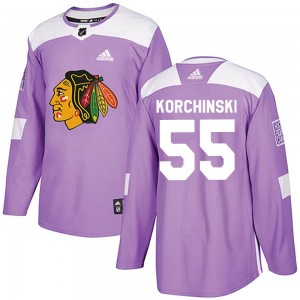 Youth Adidas Chicago Blackhawks Kevin Korchinski Purple Fights Cancer Practice Jersey - Authentic