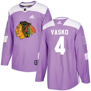 Youth Adidas Chicago Blackhawks Elmer Vasko Purple Fights Cancer Practice Jersey - Authentic