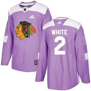 Youth Adidas Chicago Blackhawks Bill White Purple Fights Cancer Practice Jersey - Authentic