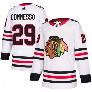 Youth Adidas Chicago Blackhawks Drew Commesso White Away Jersey - Authentic