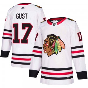 Youth Adidas Chicago Blackhawks Dave Gust White Away Jersey - Authentic