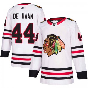 Youth Adidas Chicago Blackhawks Calvin de Haan White Away Jersey - Authentic