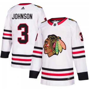 Youth Adidas Chicago Blackhawks Jack Johnson White Away Jersey - Authentic
