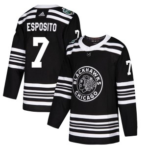 Men's Adidas Chicago Blackhawks Phil Esposito Black 2019 Winter Classic Jersey - Authentic