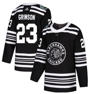 Men's Adidas Chicago Blackhawks Stu Grimson Black 2019 Winter Classic Jersey - Authentic