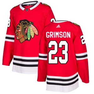 Men's Adidas Chicago Blackhawks Stu Grimson Red Home Jersey - Authentic