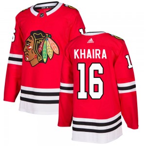 Men's Adidas Chicago Blackhawks Jujhar Khaira Red Home Jersey - Authentic