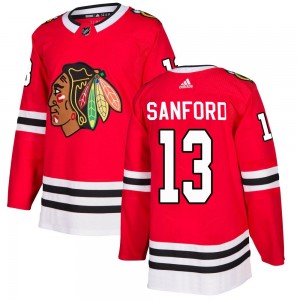 Men's Adidas Chicago Blackhawks Zach Sanford Red Home Jersey - Authentic