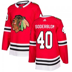 Men's Adidas Chicago Blackhawks Arvid Soderblom Red Home Jersey - Authentic