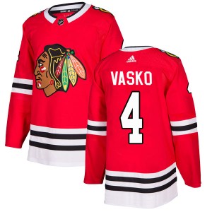 Men's Adidas Chicago Blackhawks Elmer Vasko Red Home Jersey - Authentic