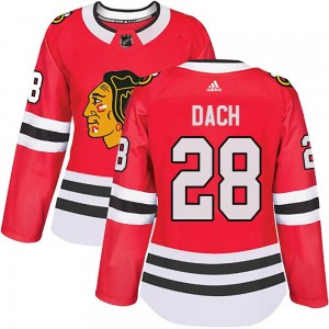 Women's Adidas Chicago Blackhawks Colton Dach Red Home Jersey - Authentic