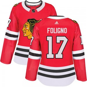 Women's Adidas Chicago Blackhawks Nick Foligno Red Home Jersey - Authentic