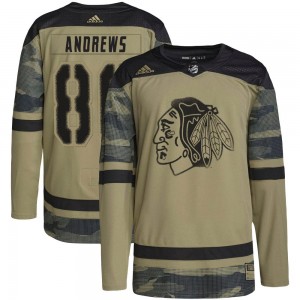 Youth Adidas Chicago Blackhawks Zach Andrews Camo Military Appreciation Practice Jersey - Authentic