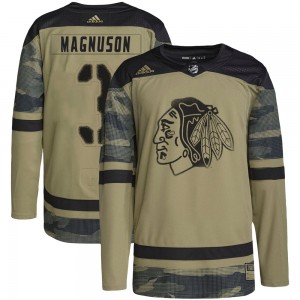 Youth Adidas Chicago Blackhawks Keith Magnuson Camo Military Appreciation Practice Jersey - Authentic