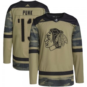 Youth Adidas Chicago Blackhawks CM Punk Camo Military Appreciation Practice Jersey - Authentic