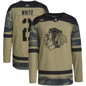 Youth Adidas Chicago Blackhawks Bill White White Camo Military Appreciation Practice Jersey - Authentic