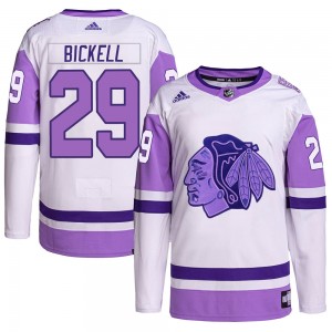 Men's Adidas Chicago Blackhawks Bryan Bickell White/Purple Hockey Fights Cancer Primegreen Jersey - Authentic