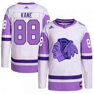 Men's Adidas Chicago Blackhawks Patrick Kane White/Purple Hockey Fights Cancer Primegreen Jersey - Authentic