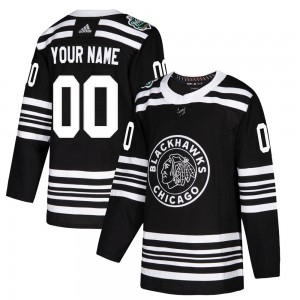 Youth Adidas Chicago Blackhawks Custom Black Custom 2019 Winter Classic Jersey - Authentic