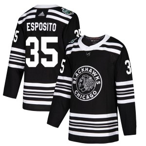 Youth Adidas Chicago Blackhawks Tony Esposito Black 2019 Winter Classic Jersey - Authentic