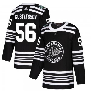 Youth Adidas Chicago Blackhawks Erik Gustafsson Black 2019 Winter Classic Jersey - Authentic