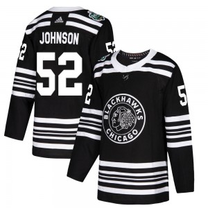 Youth Adidas Chicago Blackhawks Reese Johnson Black 2019 Winter Classic Jersey - Authentic
