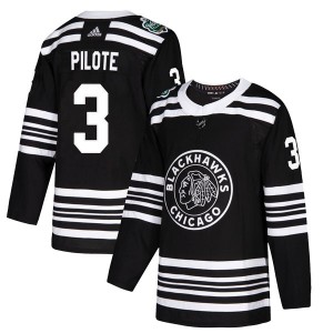 Youth Adidas Chicago Blackhawks Pierre Pilote Black 2019 Winter Classic Jersey - Authentic