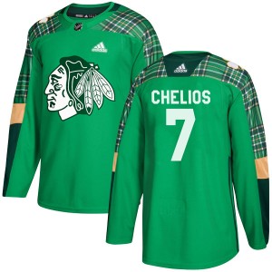 Men's Adidas Chicago Blackhawks Chris Chelios Green St. Patrick's Day Practice Jersey - Authentic