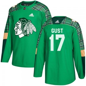 Men's Adidas Chicago Blackhawks Dave Gust Green St. Patrick's Day Practice Jersey - Authentic