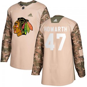 Youth Adidas Chicago Blackhawks Kale Howarth Camo Veterans Day Practice Jersey - Authentic